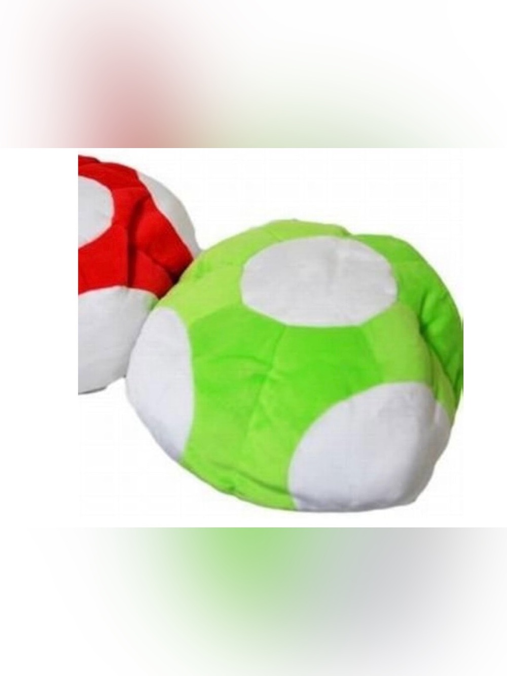 Green and White Plush Mushroom Stuffed Toy Pillow - Kids